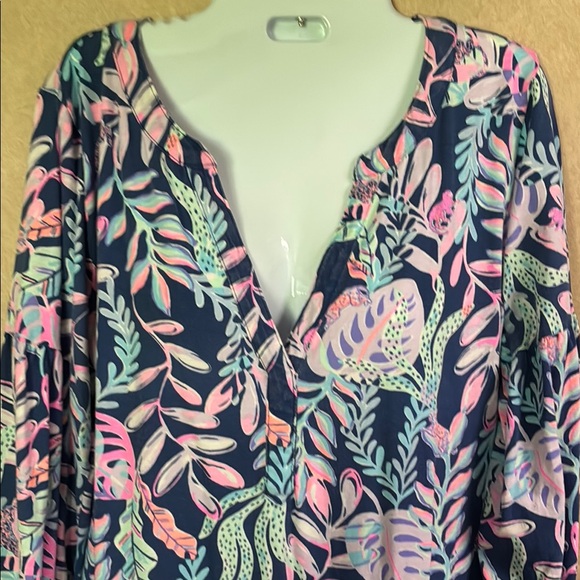 Lilly Pulitzer Dresses & Skirts - Lilly Pulitzer Long Sleeve Dress - Navy with Pink and Green Floral